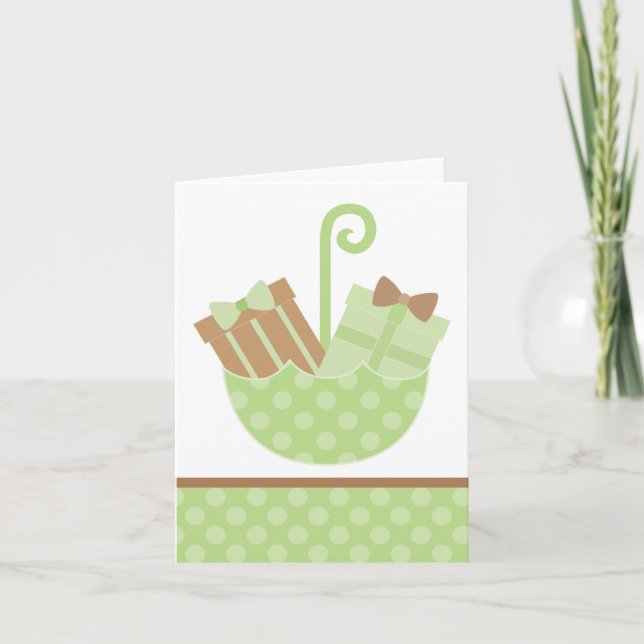 Green Baby Gifts in Umbrella Card (Front)