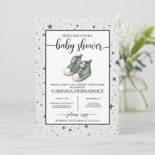 Green Baby High Tops Baby Shower Invitation