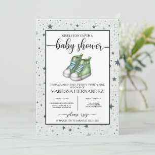 Green Baby High Tops Baby Shower Invitation