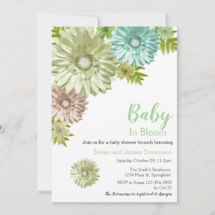 Green Baby In Bloom Brunch Shower Invitation