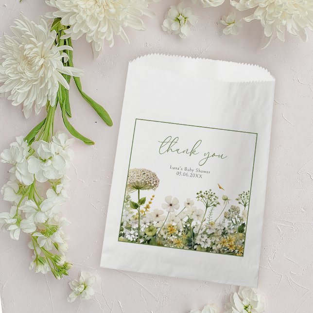 Green Baby In Bloom Floral Wildflower Baby Shower Favour Bag (Creator Uploaded)