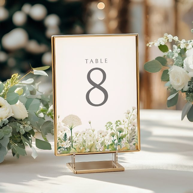 Green Baby In Bloom Floral Wildflower Baby Shower Table Number (Creator Uploaded)