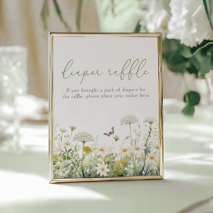 Green Baby In Bloom Wildflower Diaper Raffle Poster