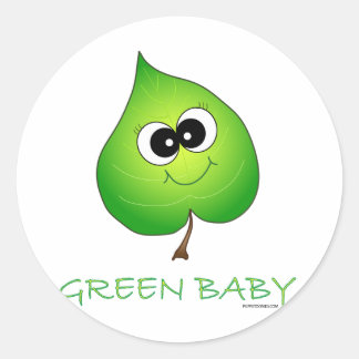 Green Baby Leaf Classic Round Sticker