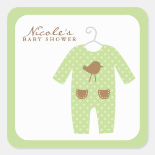 Green Baby Outfit Square Sticker