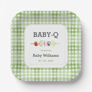 Green Baby Q Couples Baby Shower Paper Plate