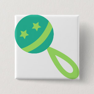 green baby rattle 15 cm square badge