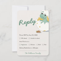 Green Baby Shower Dino Egg Menu Choice RSVP Card
