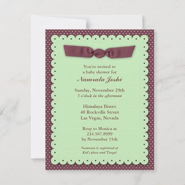 Green Baby Shower Flat Invitation (Front)