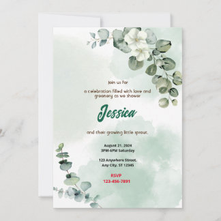 Green Baby Shower Invitation