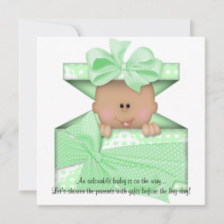 Green Baby Shower Invitation African American