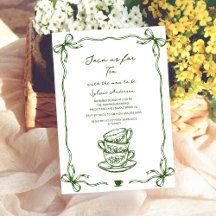 green baby shower tea bow hand drawn