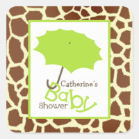 Green Baby Shower Umbrella & Giraffe Print