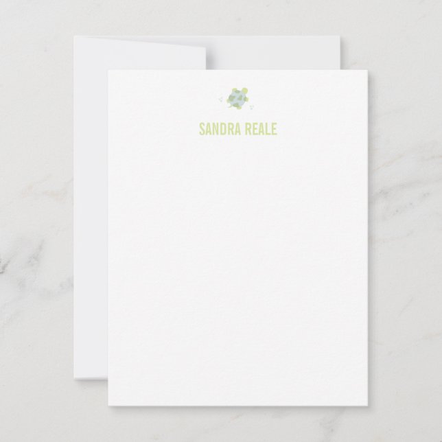 Green Baby Turtle Stationery Personal Note Card (Front)