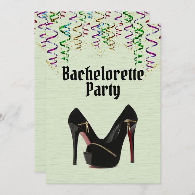 Green Bachelorette Party Invitation with RSVP Info (Front/Back)