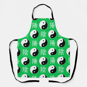 Green Background Chinese Yinyang Pattern Apron