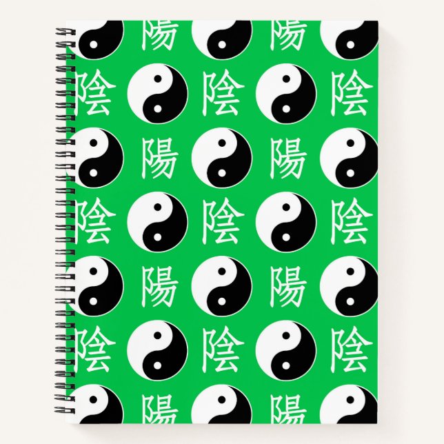 Green Background Chinese Yinyang Pattern Notebook (Front)