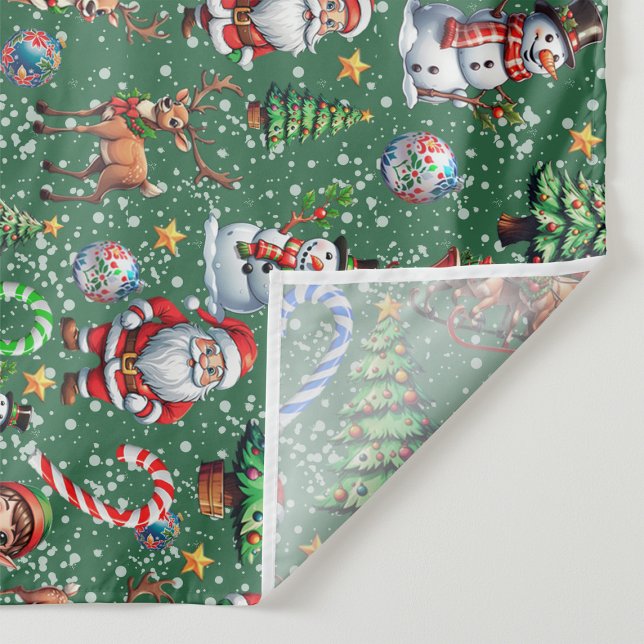 Green Background Christmas Decorative Pattern Fabric (Creator Uploaded)