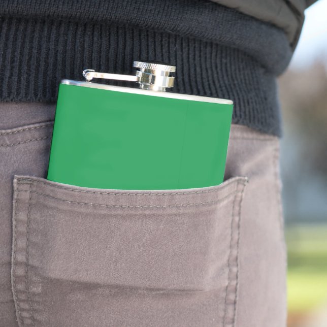 Green Background with White Border for Modern Aest Hip Flask (In Situ)