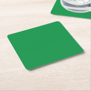 Green Background with White Border for Modern Aest Square Paper Coaster