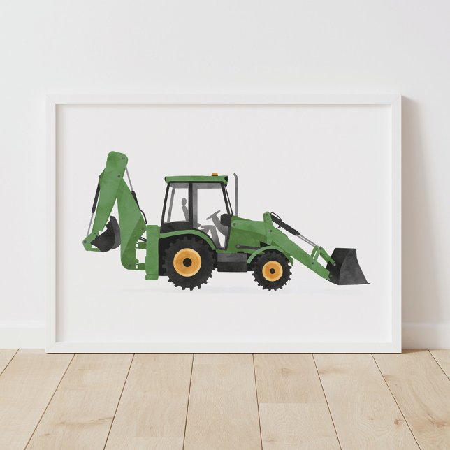 Green Backhoe Loader Construction Vehicle Decor (Creator Uploaded)