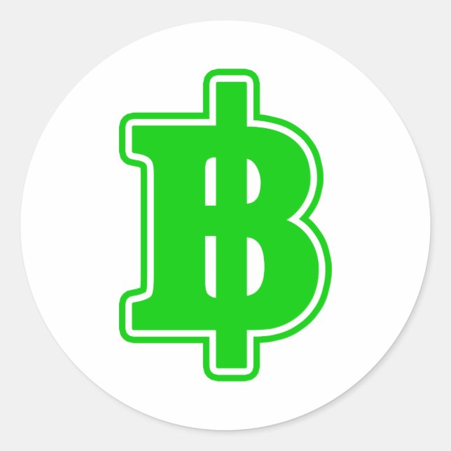 GREEN BAHT SIGN ฿ Thai Money Currency ฿ Classic Round Sticker (Front)