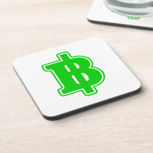 GREEN BAHT SIGN ฿ Thai Money Currency ฿ Coaster