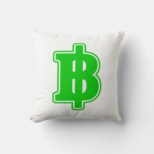 GREEN BAHT SIGN ฿ Thai Money Currency ฿ Cushion (Front)