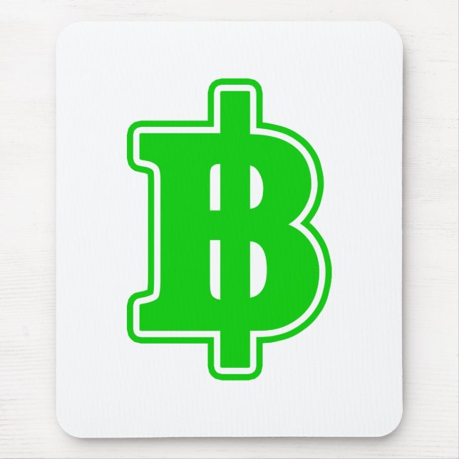 GREEN BAHT SIGN ฿ Thai Money Currency ฿ Mouse Pad (Front)