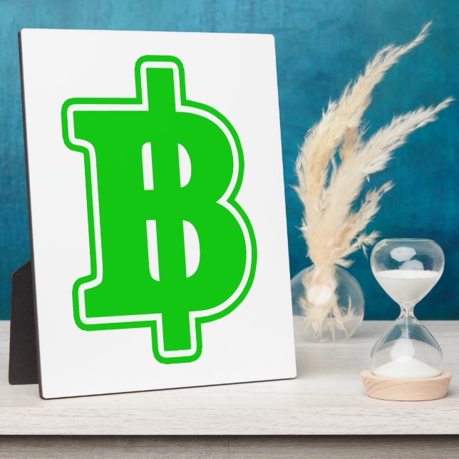 GREEN BAHT SIGN ฿ Thai Money Currency ฿ Plaque (Side)