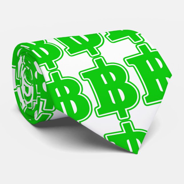 GREEN BAHT SIGN ฿ Thai Money Currency ฿ Tie (Rolled)