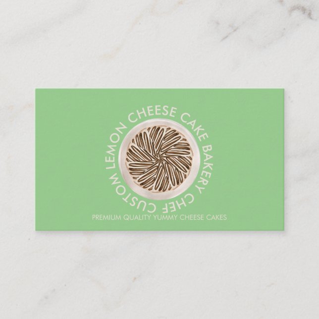 Green Bakery Cake Pastry Chocolate cheesecake Business Card (Front)