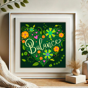 Green Balance Inspirational Heart Floral Pretty  Photo Print