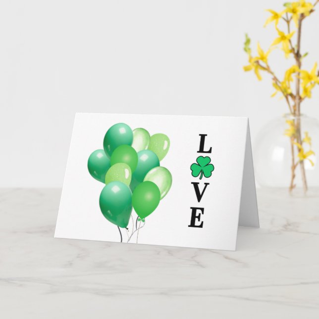 Green Balloons LOVE Ireland All Purpose Blank Card (Yellow Flower)