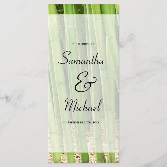 Green Bamboo Asian Wedding Program (Front)
