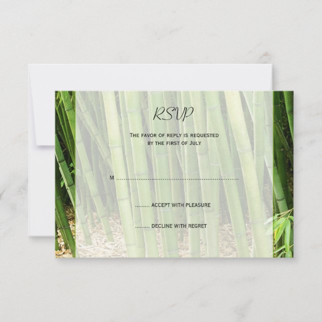 Green Bamboo Asian Wedding Response Card (Front)