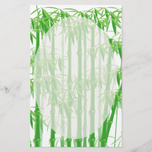 Green Bamboo Floral  Stationary Stationery