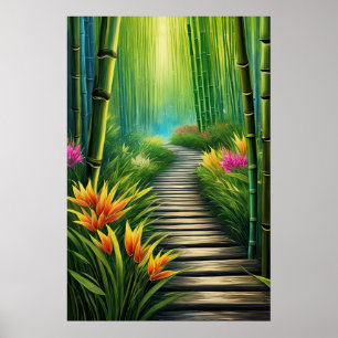 Green Bamboo Forest Poster