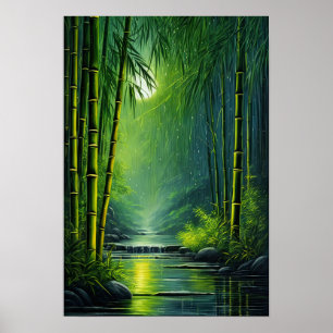 Green Bamboo Haven Poster