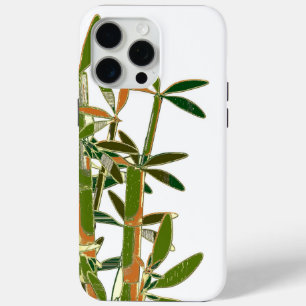Green bamboo isolated on white background iPhone 15 pro max case