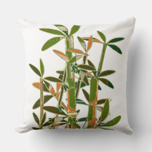 Green bamboo isolated on white background cushion
