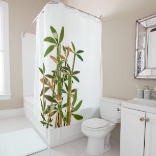 Green bamboo isolated on white background shower curtain