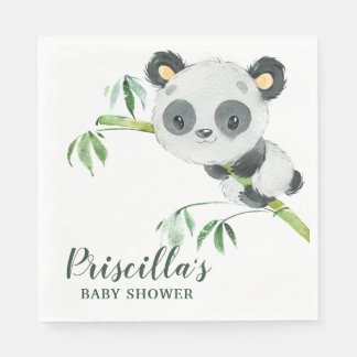Green Bamboo Panda Baby Shower Gender Neutral Napkin