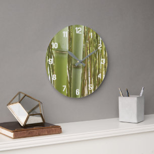 Green Bamboo Plants Botanical Large Clock