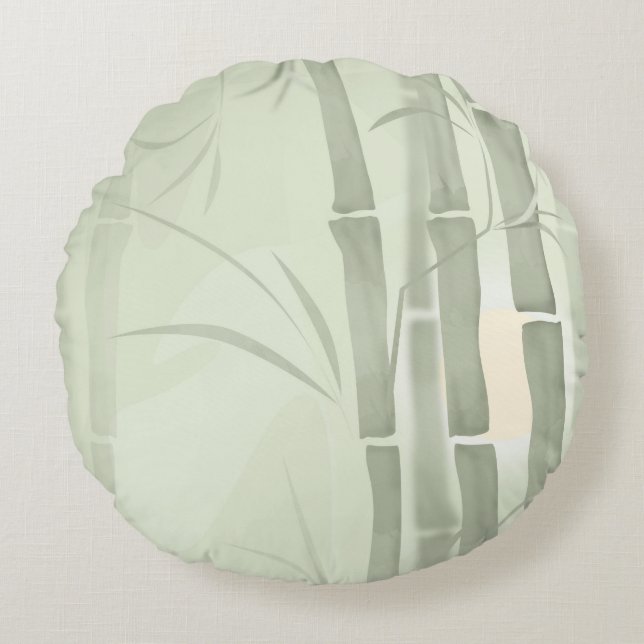 Green bamboo round cushion (Front)
