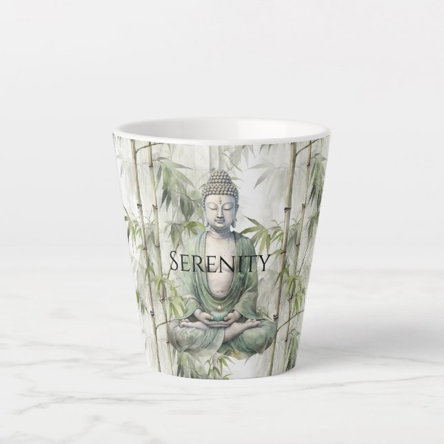 Green Bamboo Serenity Buddha Latte Mug (Front)