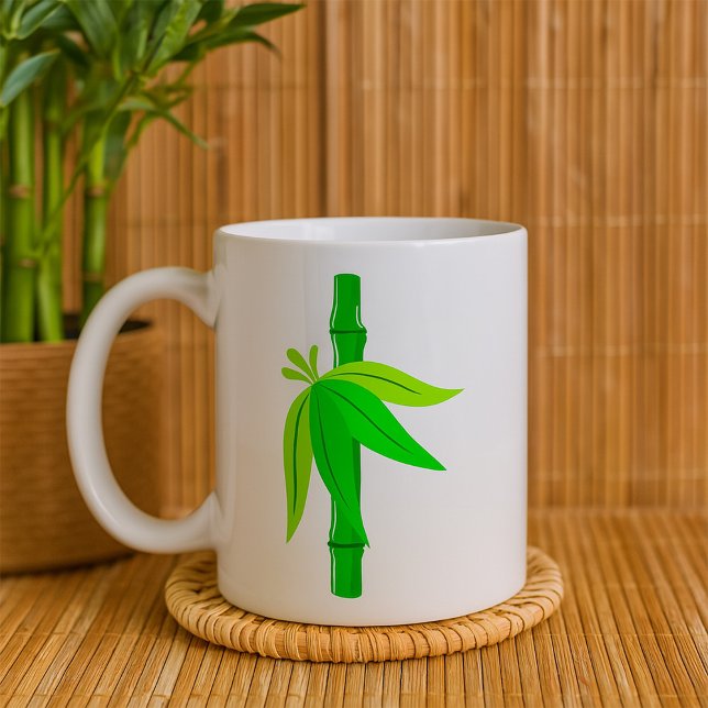 Green Bamboo Stalk with Tropical Leaves  Coffee Mug (Creator Uploaded)