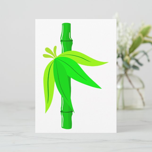 Green Bamboo Stalk with Tropical Leaves  Invitation (Creator Uploaded)