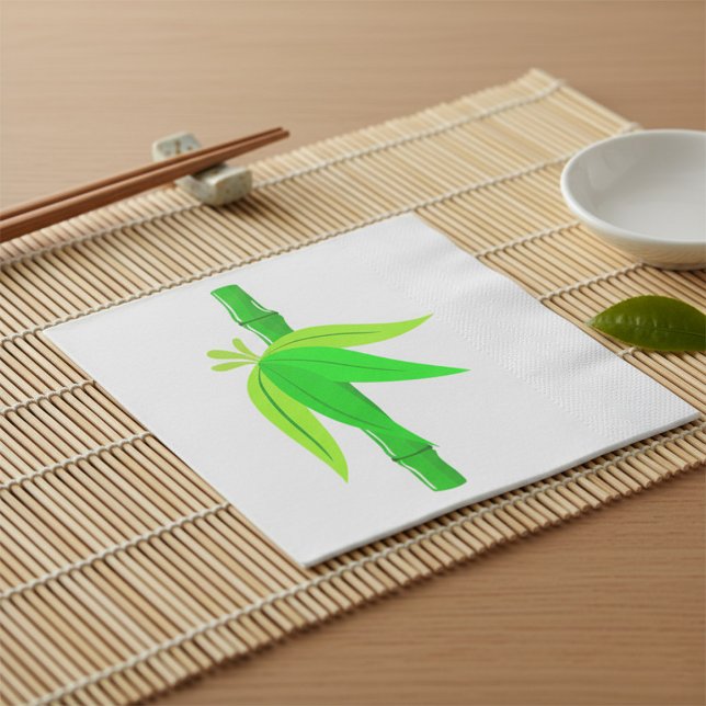 Green Bamboo Stalk with Tropical Leaves  Napkin (Creator Uploaded)