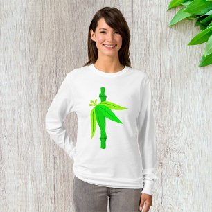 Green Bamboo Stalk with Tropical Leaves T-Shirt